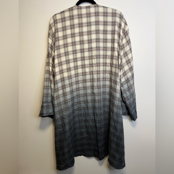 Maurices Plaid Dip Dye Ombré Kimono Duster 2X - Picture 11 of 13